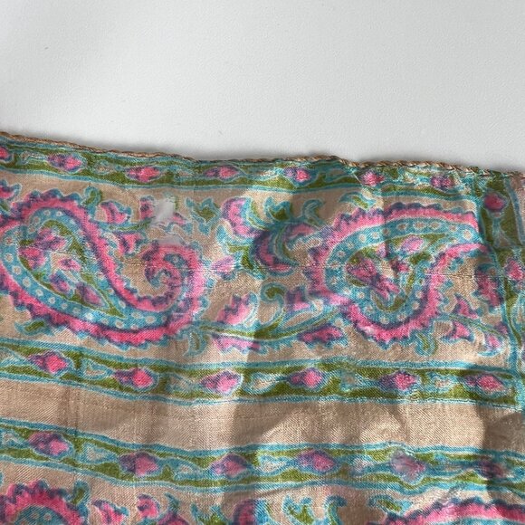 Vintage 100% Silk Paisley Floral Print Scarf Head Neck Accessory Boho Hand Made - Picture 4 of 5